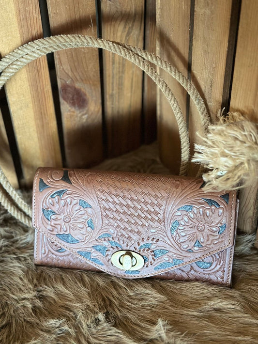 Custom Branded Western Tooled Leather RFID Protected Wallet, The Butch Cassidy Wallet