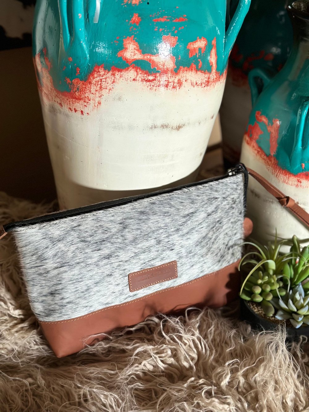 Custom Branded Cowhide Cosmetic Bag