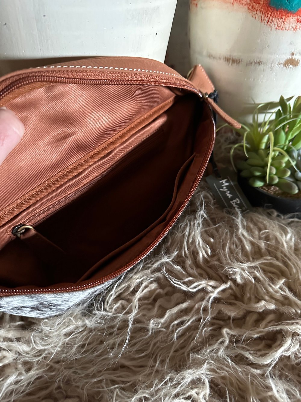 Custom Branded Cowhide Western Sling Bag, The Yellowstone Bag