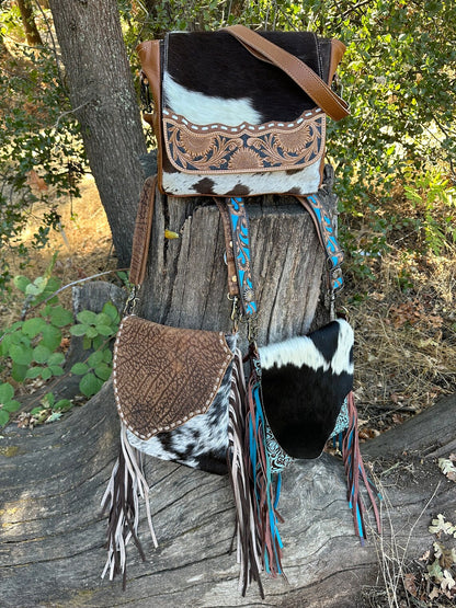 Western Cowhide Conceal and Carry Fringed Crossbody Bag, Stagecoach Mary Purse