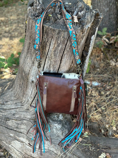 Western Cowhide Conceal and Carry Fringed Crossbody Bag, Stagecoach Mary Purse