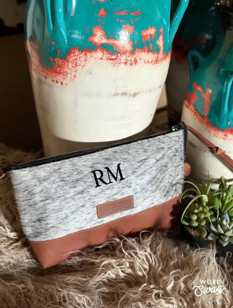 Custom Branded Cowhide Cosmetic Bag