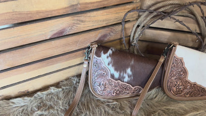 Cowhide and Tooled Leather Western Gun Case; Custom Branded