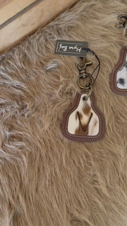 Cow Tag Cowhide Key Ring, Bag Charm, Free Custom Branding